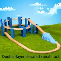 26pcs plastic spiral train tracks wood railway accessories track bridge piers with fit wooden thoma biro tracks toys for kids
