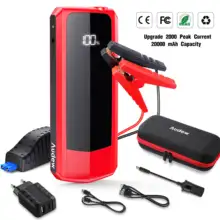 Audew Car Jump Starter Power Bank Charger Battery Starter 20000mAh Automobiles Car Booster Emergency LCD Display USB Output