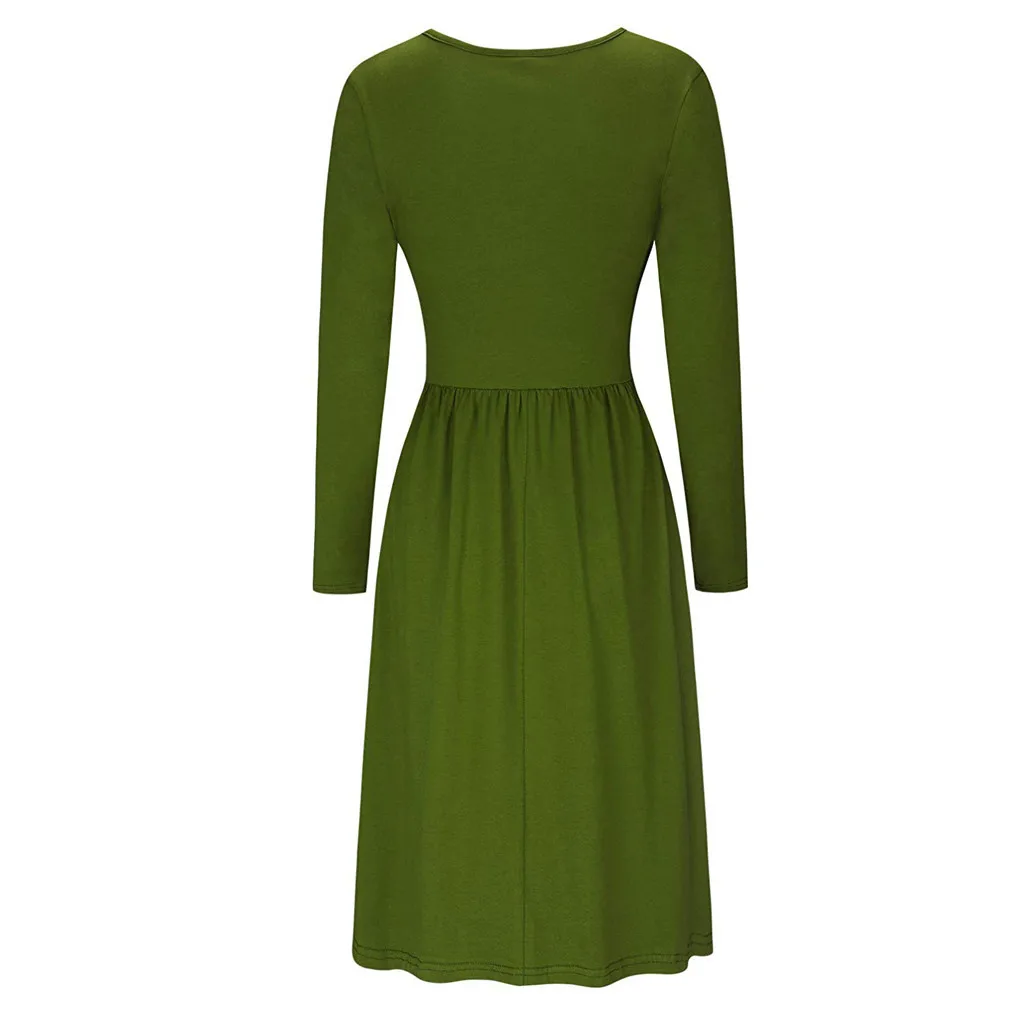 Женское платье с v-образным вырезом длинным рукавом запахом спереди высокой