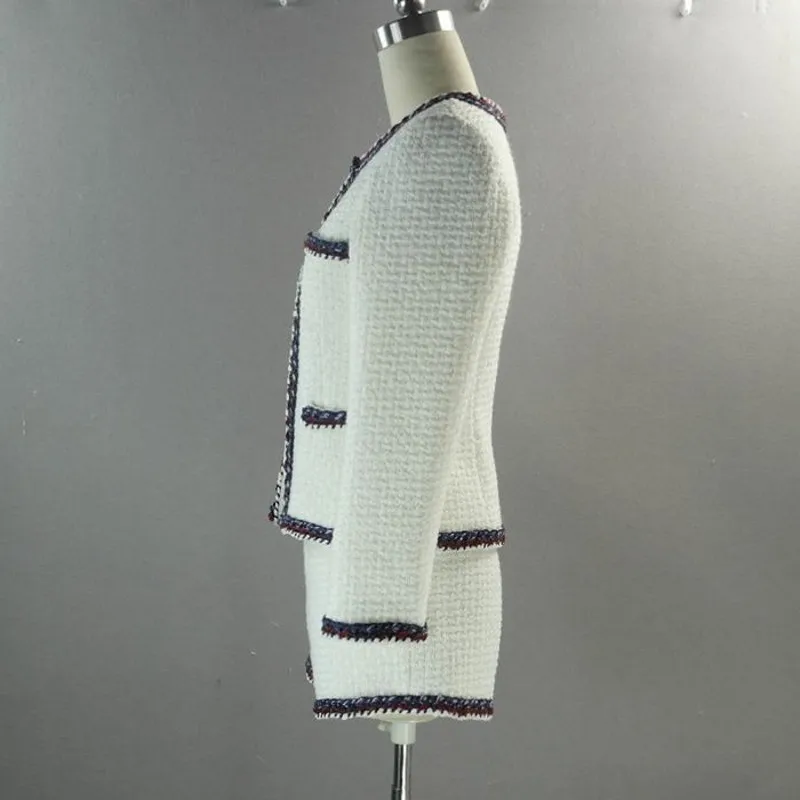 Высокое качество женский роскошный шерстяной пиджак + шорты набор белый черный