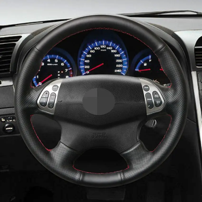 Чехол на руль из искусственной кожи PU черный цвет ручная работа искусственная