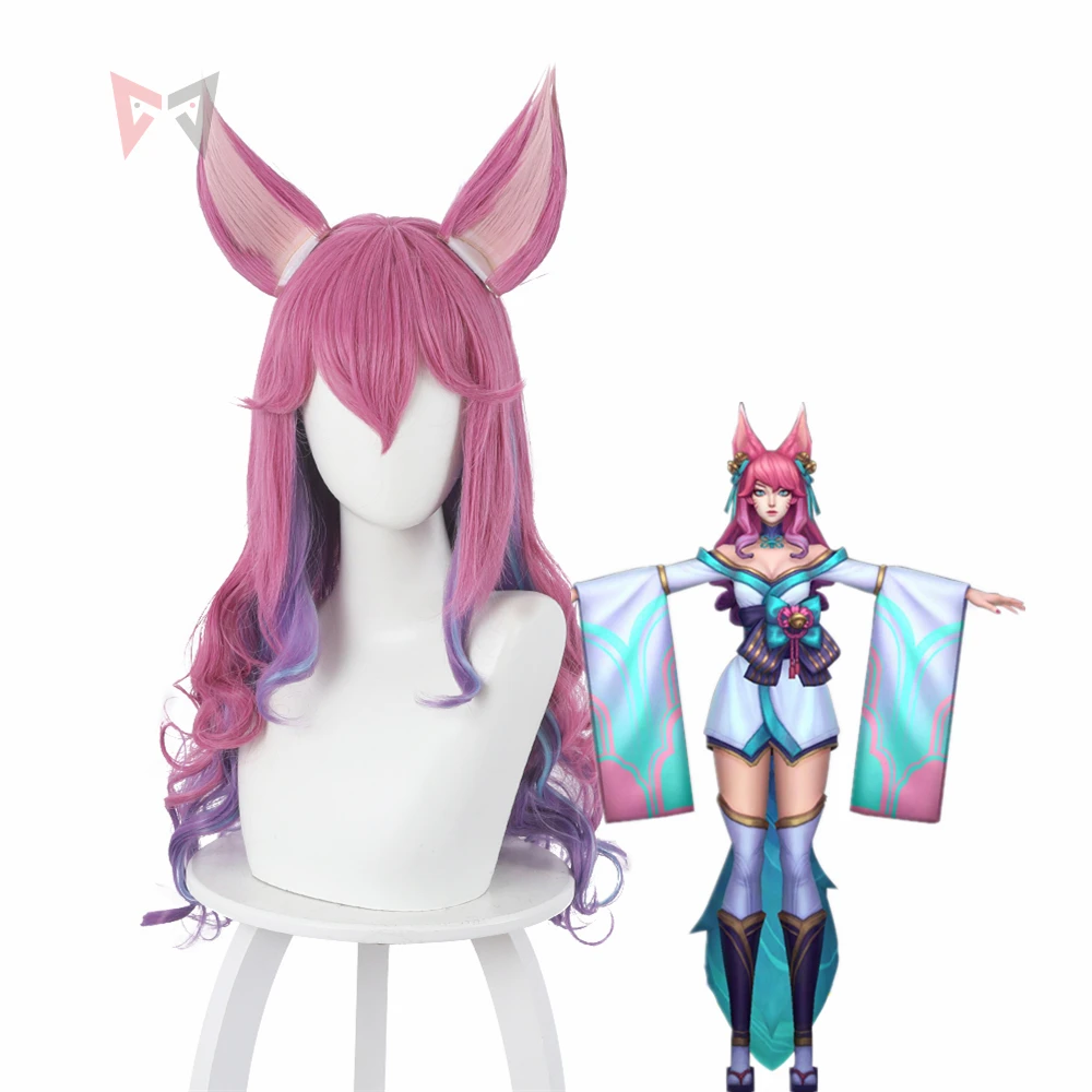 Новинка 2020 длинный парик для косплея LOL Ali Ahri с градиентом аксессуары костюма
