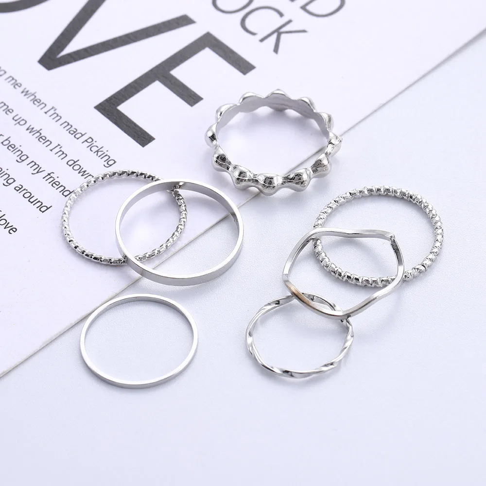 

Simplicity Rings Set Original Design Gold Round Hollow Geometric Ring for Women Fashion Twist Ring Joint Female Jewelry Punk