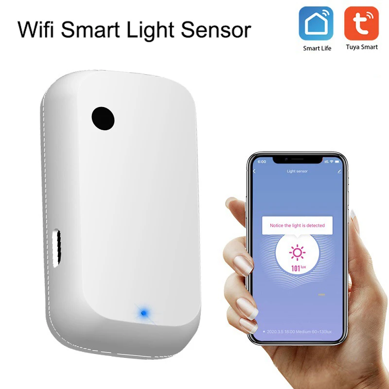 

Tuya Smart Home 180 ° WIFI Illuminance Sensor Brightness Smart WiFi Brightness Sensor Smart Life powered by USB Light Sensor