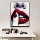 Картина на холсте с изображением сексуальных красных губ, современные настенные плакаты и принты в скандинавском стиле, Настенная картина для гостиной, бара, домашний декор