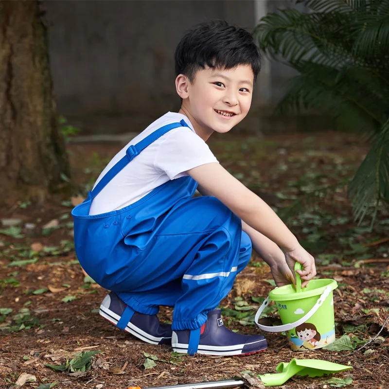 

2019 New Kids Suspenders Beach Pants Children Rain Pants Waterproof Ski Pants Windproof Pants Baby Boys Girls Rain Pants