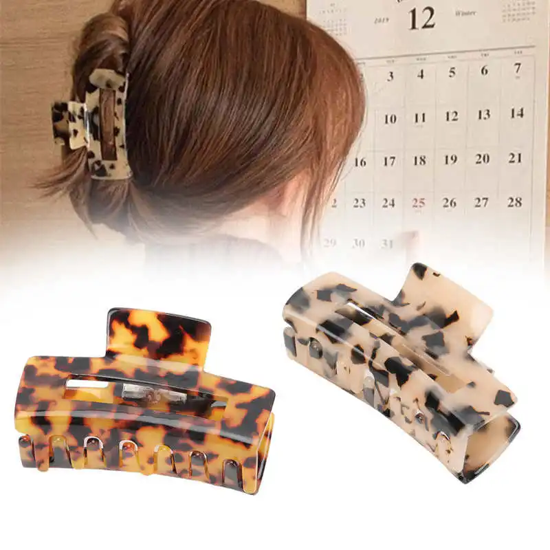 

2pcs Leopard Hair Clip Leopard Elegant Grab Barrette Fixed Decorative Hair Styling Tool Acrylic Resin Claw
