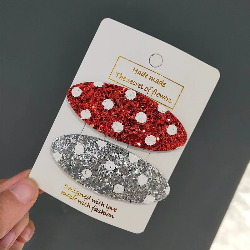 Корейская версия креативная детская заколка новинка расшитая блестками в белый