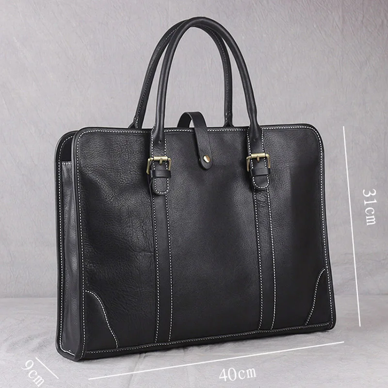 Сумка AETOO мужская кожаная портфель горизонтальный большой вместимости на одно