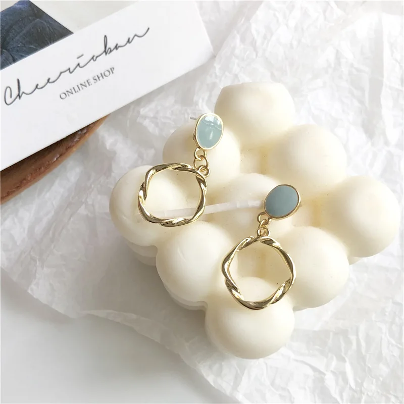 Корейские модные витые круглые Клипсы Серьги без проколов неправильной формы