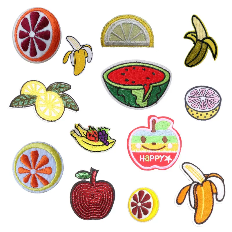 Нашивки с фруктами лимоном и утюгом для одежды банан яблоко арбуз сделай сам