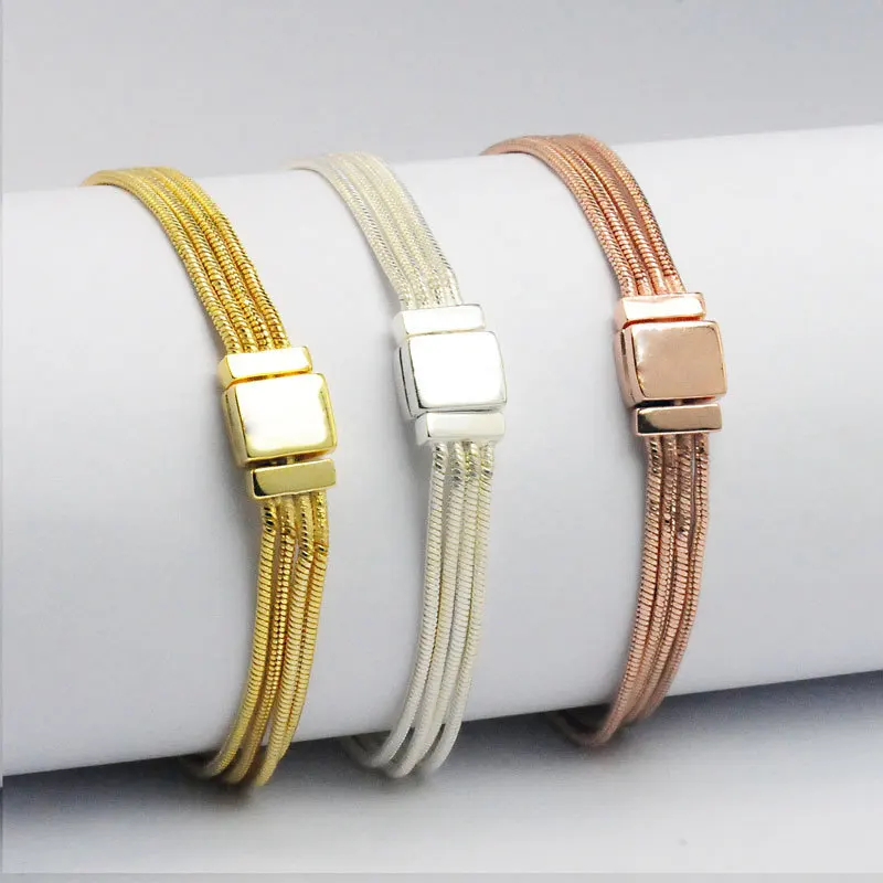 

Fit Original Pan 925 Sterling Silver Bracelet Reflexions Multi Snake Chain Bracelets Women Beads Charm Diy Fashion Jewelry