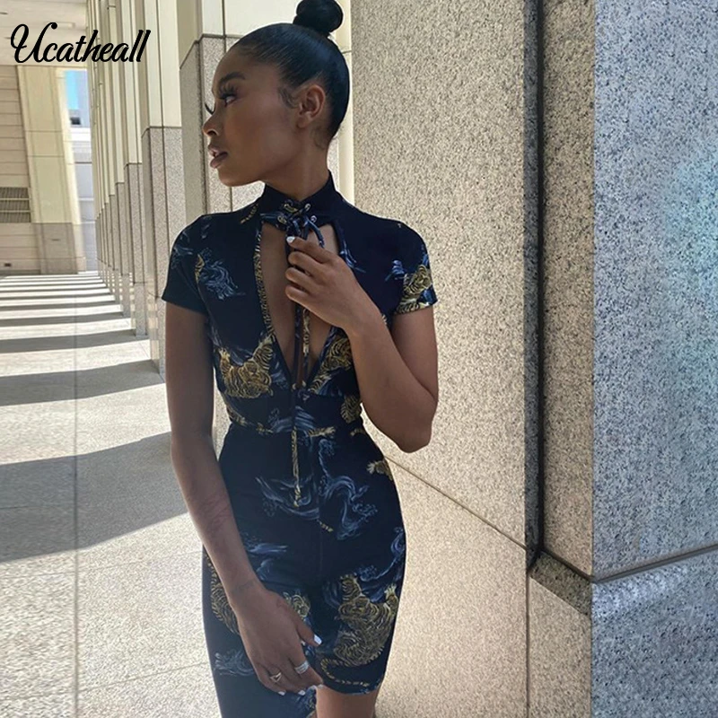 Женский бандажный комбинезон с коротким рукавом короткий Облегающий завязками