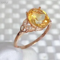 Natural 8*10mm Citrine Rings 18k Yellow Gold Classic Star Fine Jewelry for Women Wedding Natural Yellow Gemstone