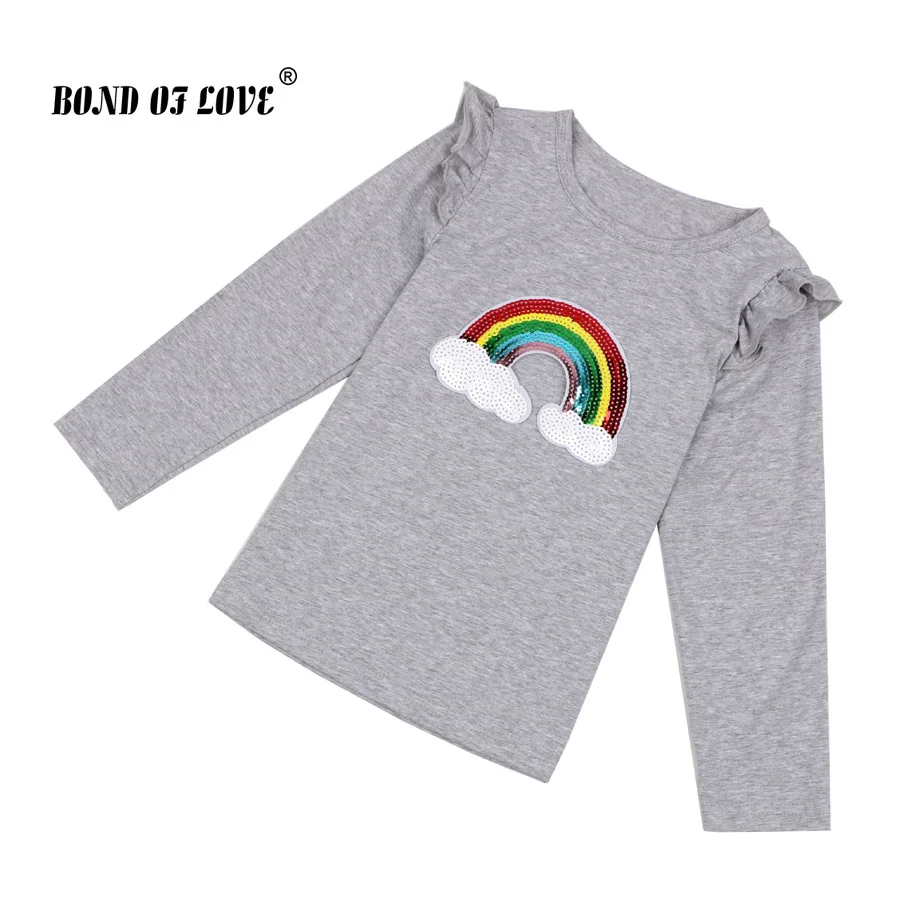 

Детская одежда, футболка с длинным рукавом и рисунком радуги для девочек, футболка на весну, лето, осень