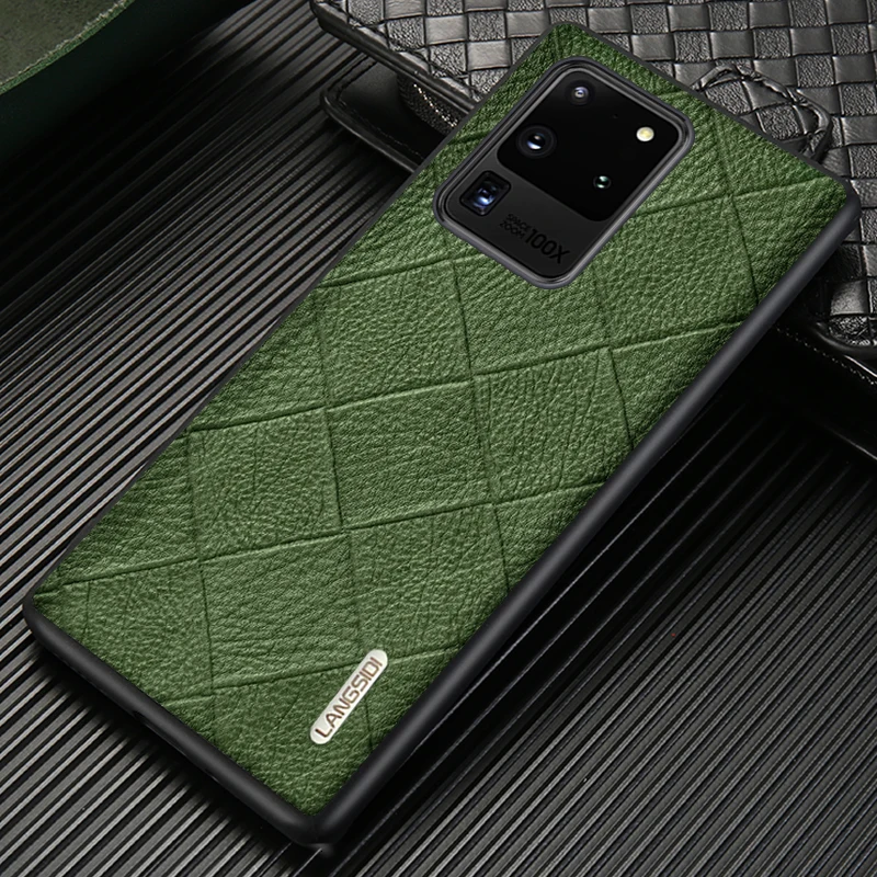 Чехол из натуральной кожи с ромбовидным узором для Samsung galaxy S21 Ultra S20 FE S8 S9 S10 Plus Note 20