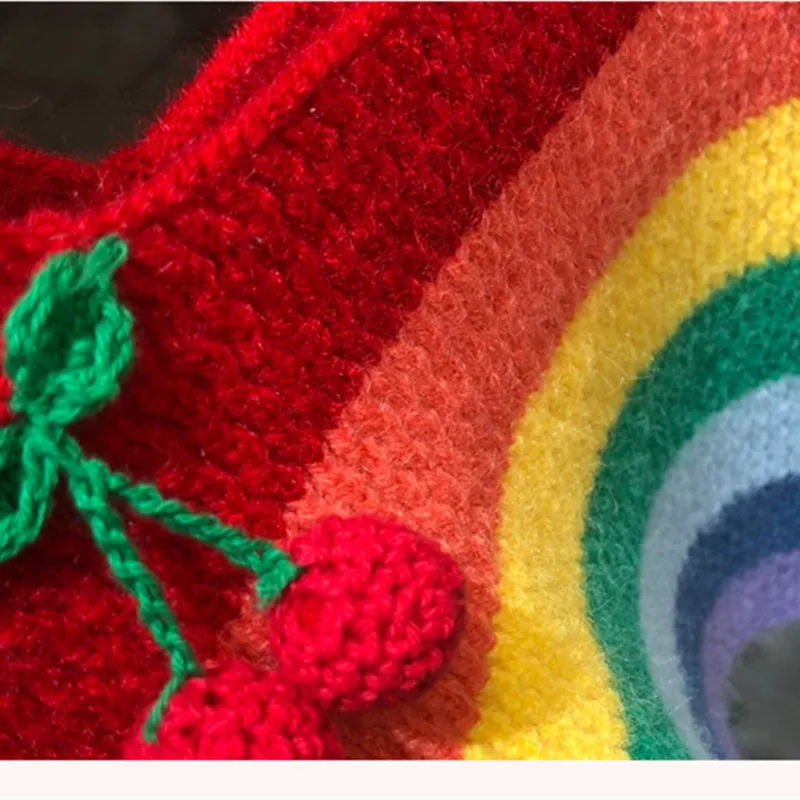 

DFXD 2020 Fashion Children Knitted Sweater Vest New Arrival Kids Sleeveless Rainbow Striped Bow Waistcoat 1-5Yrs Toddler Clothes