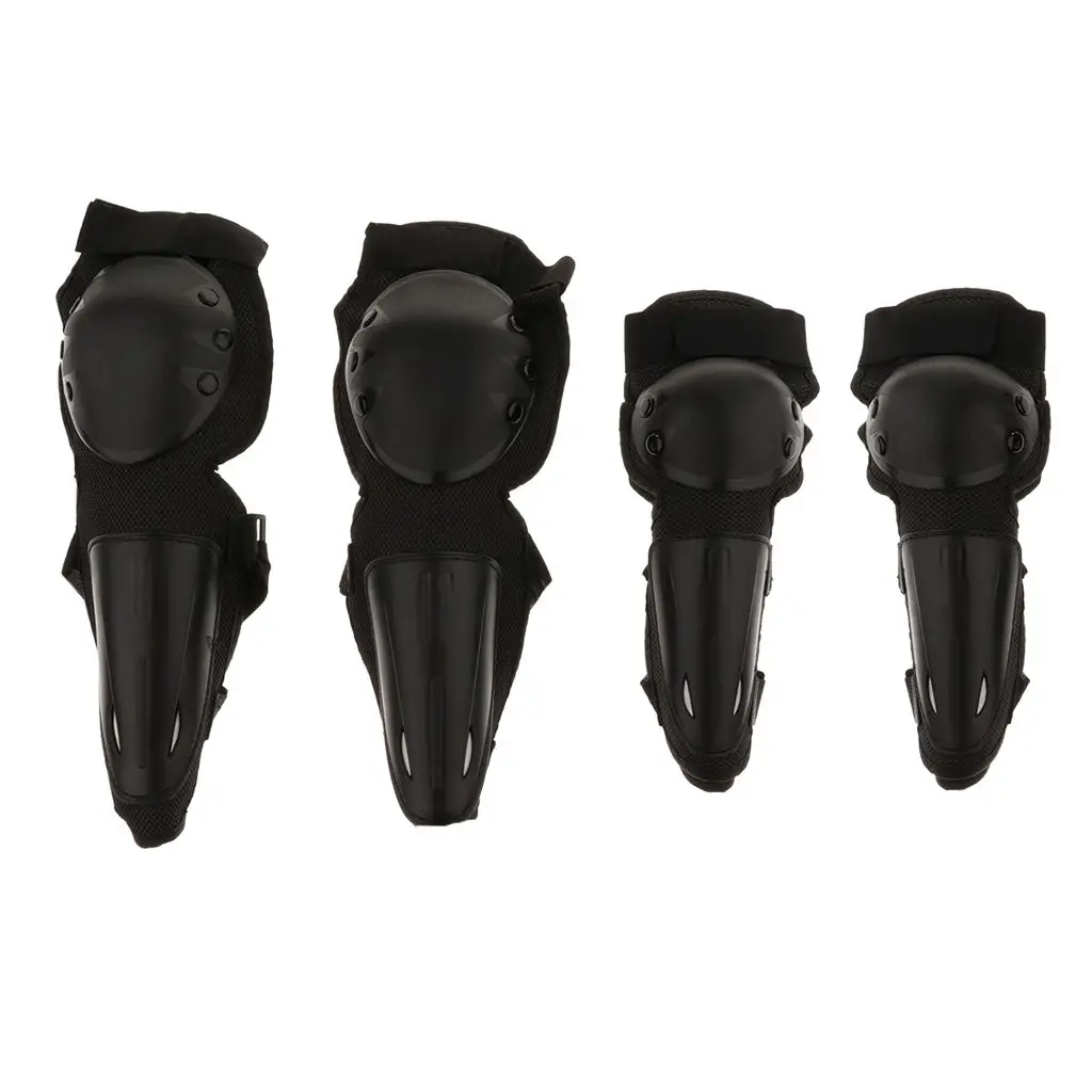 

4Pieces Adult Elbow Knee Shin Guard Pads Protector for Motorcycle Bike Cycling