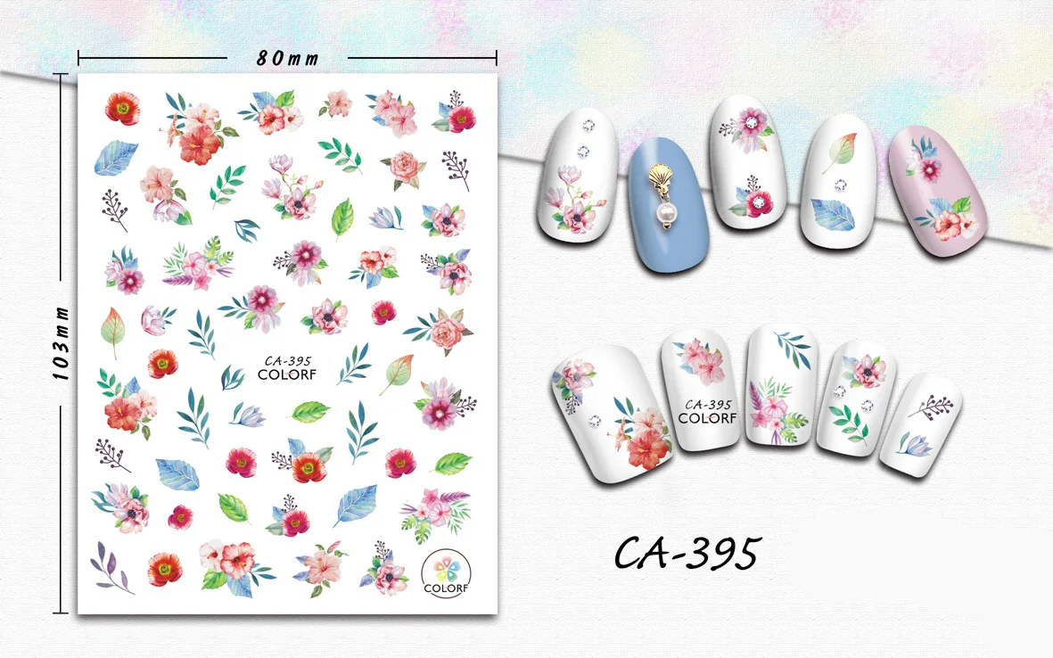 

3D наклейки для ногтей, красивые свежие цветы, наклейки для ногтей, маникюрные наклейки, наклейки, декоративные наклейки для ногтевого дизай...