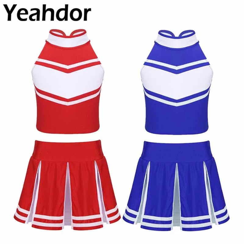 Детские вечерние костюмы для девочек из 2 предметов костюм Черлидинга без