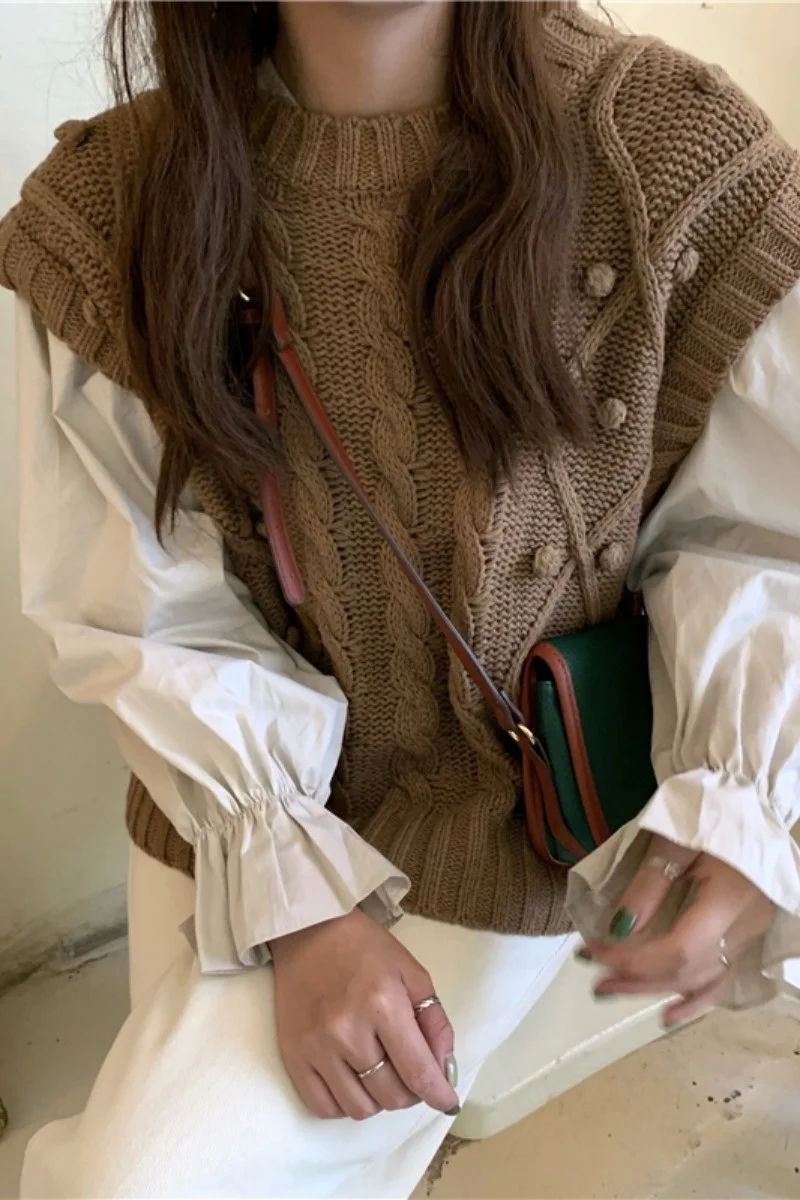 Женский жилет с переплетением на раннюю осень 2021 Топ Свободный Повседневный