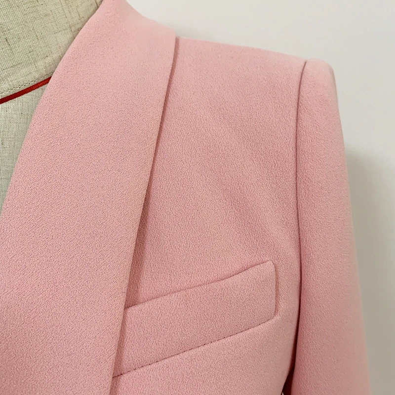 

2020 Newest Designer Blazer Women's Slim Fitting Double Breasted Metal Lion Buttons Shawl Collar Blazer