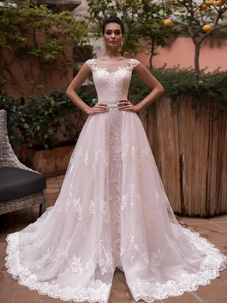 

Hi Shy Bride New simple wedding dress backless sleeveless design chiffon lace bride dresses princess dress plus size tailor-made