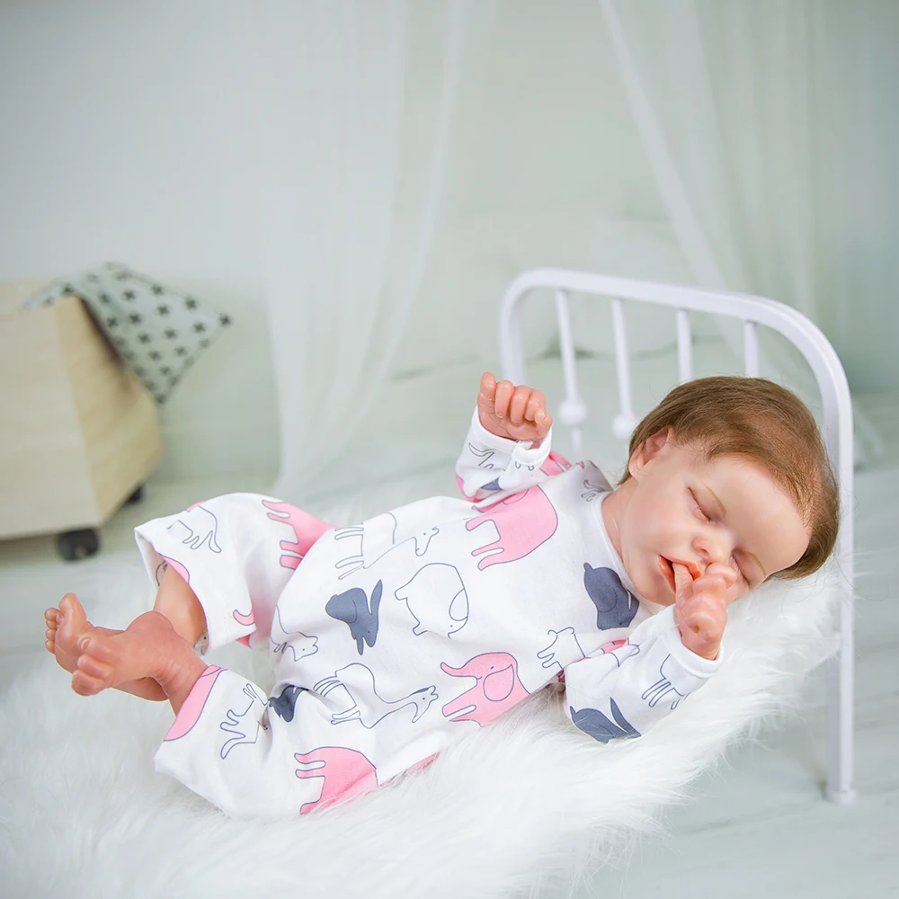 

New Cute 17inch Soft Silicone Body Lifelike Reborn Dolls Bebe for Children Birthday Gift Toy