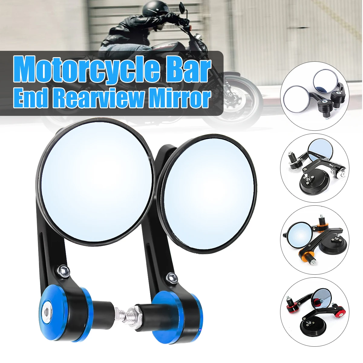 

1Pairs 7/8" Round Bar End Rear Mirrors Moto Motorcycle Motorbike Scooters Rearview Mirror Side View Mirrors Side Mirrors