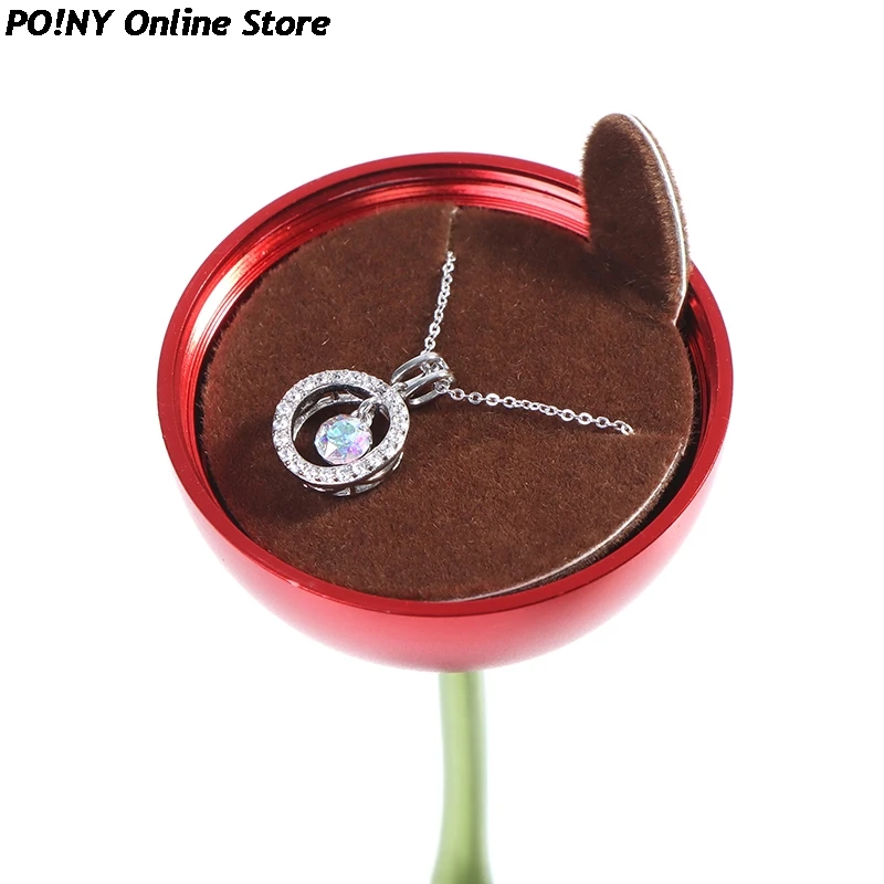 

Creative Metal Rose Simulation Flower Valentine's Day Surprise Rose Gift Box Home Ring Necklace Jewelry Creative Storage Box