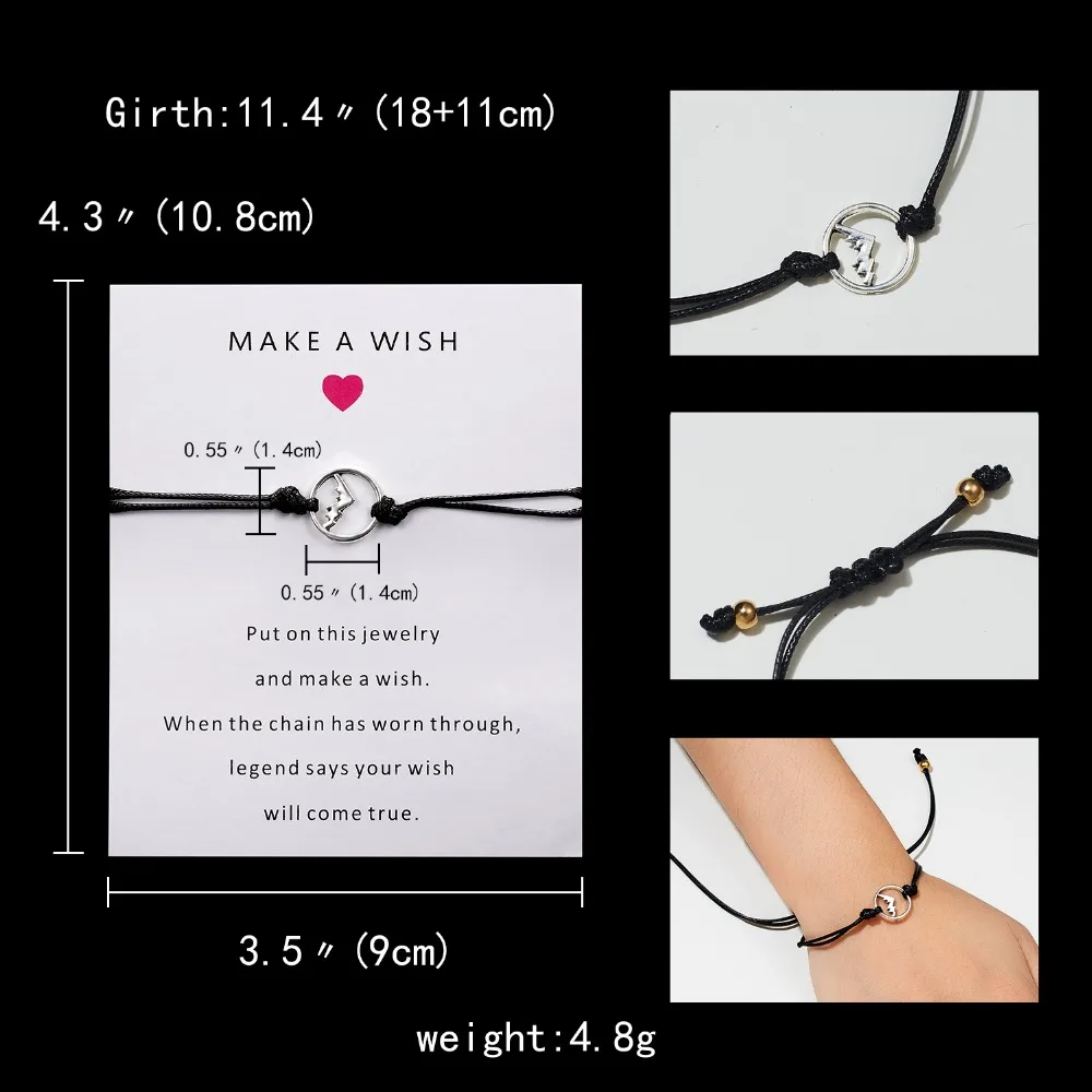 Belleper Make a Wish/Friendship/Mom Love Card Turtle Adjustable Fashion High Quality Bracelet Charm Female New Unique Jewelry