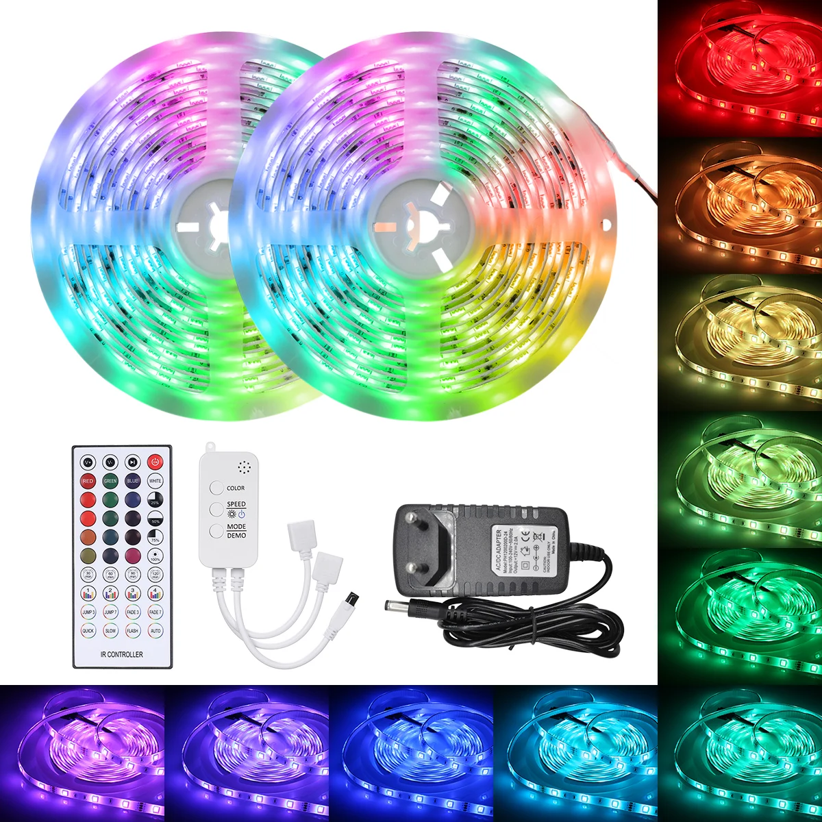 Светодиодная лента с ИК-пультом ДУ для смартфона BT-подключение 5/10 м 150/300