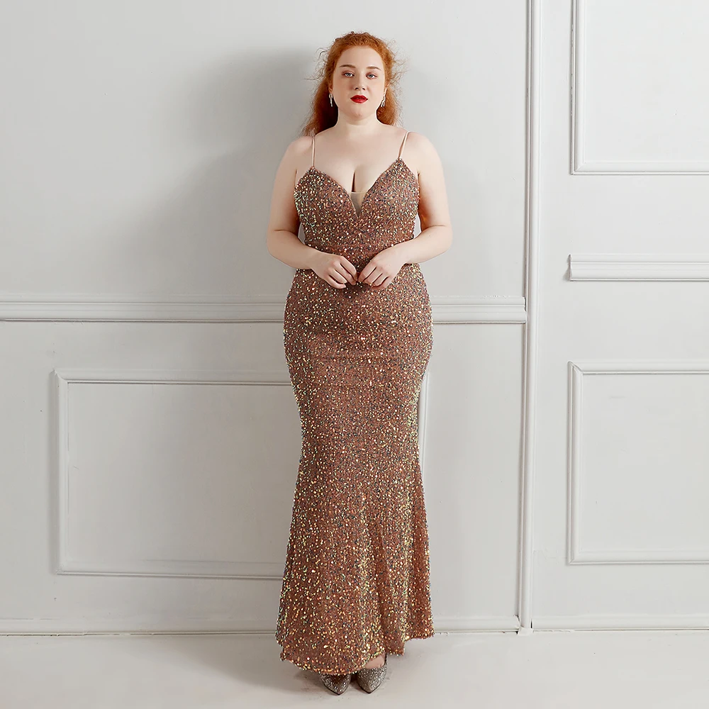 

Plus Size Sequined Mermaid Evening Dresses Formal Prom Pageant Wedding Party Robe Re Soirée Femme Robe De Soirée Se Mariage