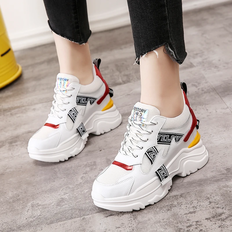 

2021 Breathable Women Chunky Street Sneakers 2019 Fashion Increased Women's Trainers Woman Platform Shoes Lady Footwear