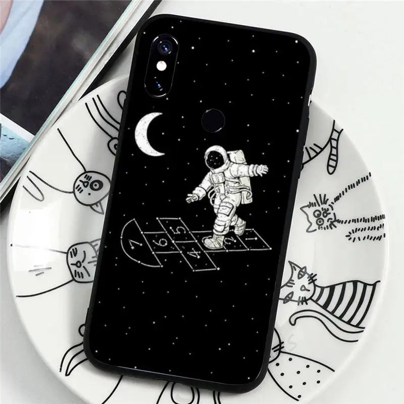

Black White Moon Stars Space Astronaut Phone Cases For Xiaomi Redmi note 7 8 9 t k30 max3 9 s 10 pro lite