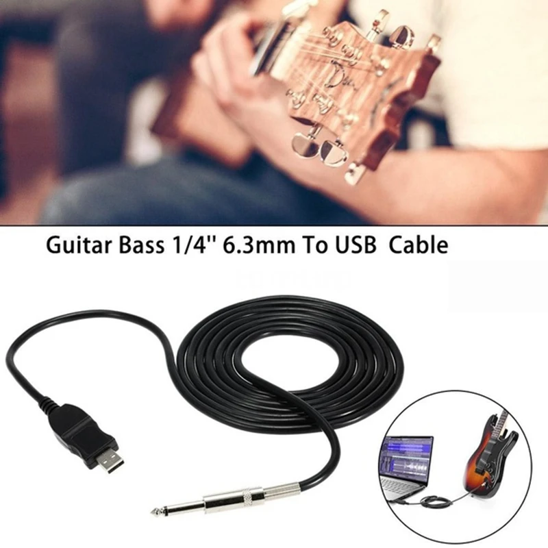 W780 3m Guitar Bass 1/4'' 6.3mm Jack To USB Connection Instrument Cable Adapter | Data Cables