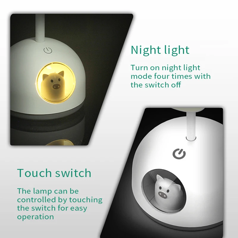 Мультяшный светодиодный светильник для защиты глаз с Usb зарядкой настольная