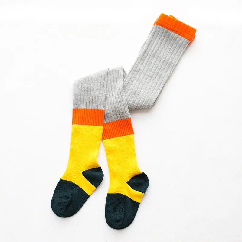 Autumn and winter new double needle children's pantyhose color matching knit girls Korean students dance tight
