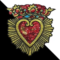 3 pcs embroidery heart large patch handmade sequin patches for clothing diy iron on patch embroidery flowers applique
