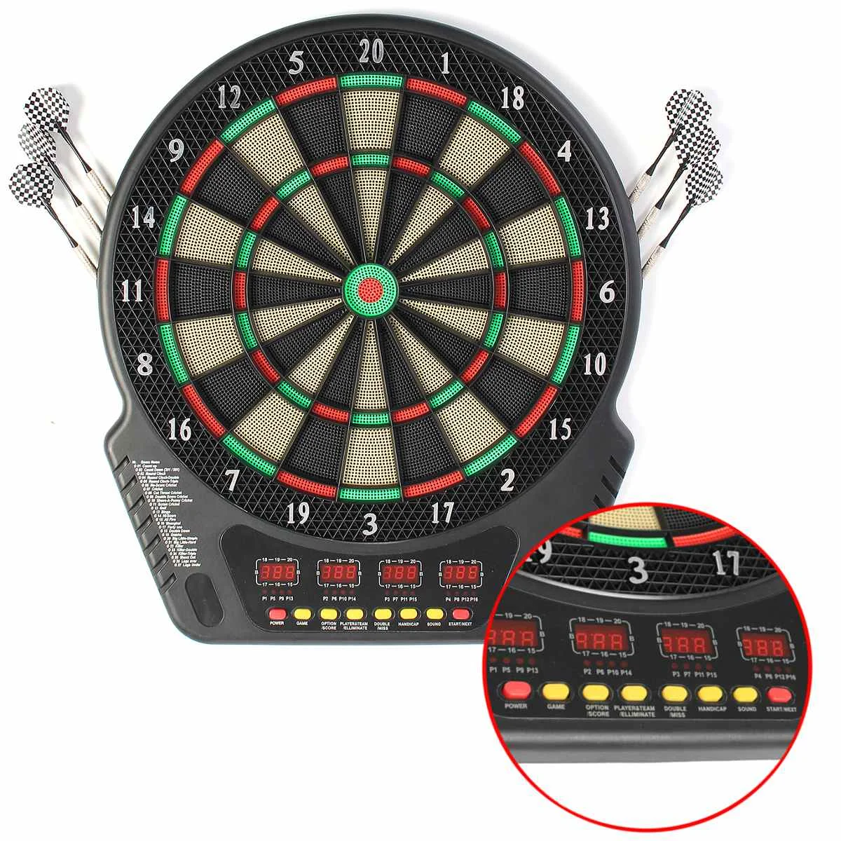 230 в 18 дюймов профессиональная электронная Дротика Bullseye 4 светодиодный дисплей методы игры с электронной дротика с пластиковой головкой