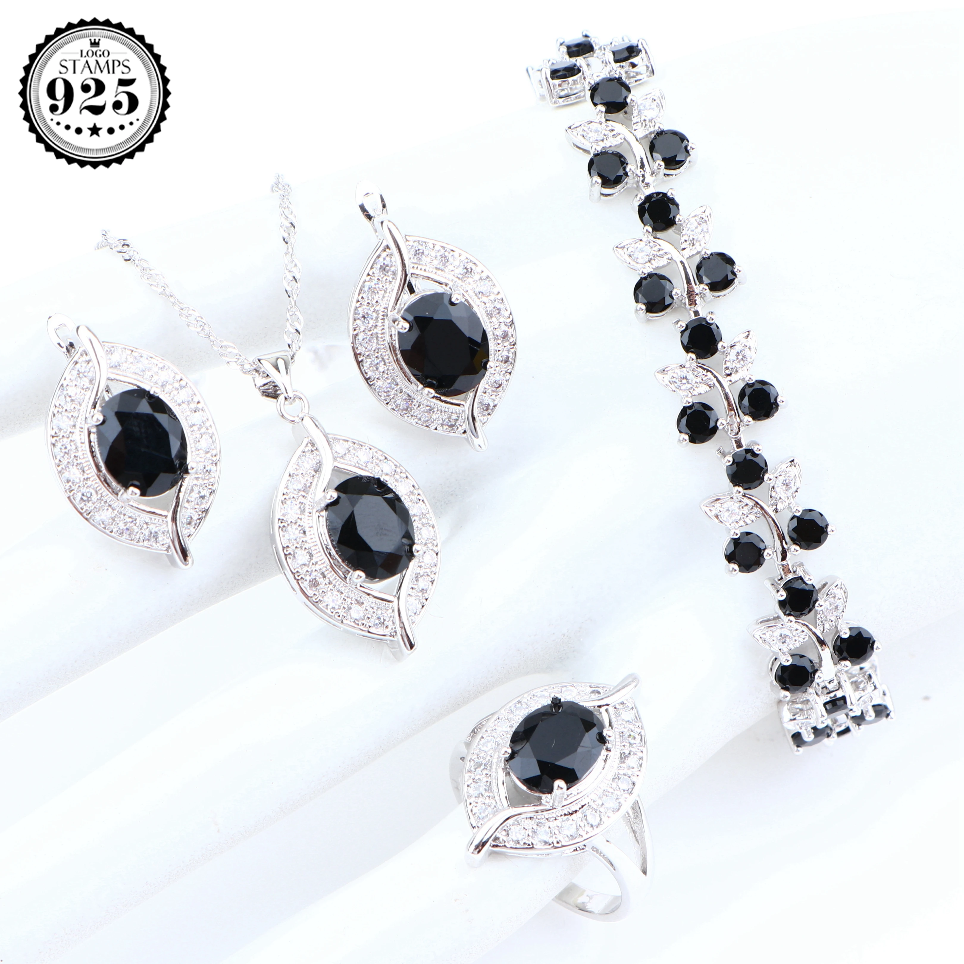 Женские свадебные комплекты ювелирных изделий из стерлингового серебра 925 пробы