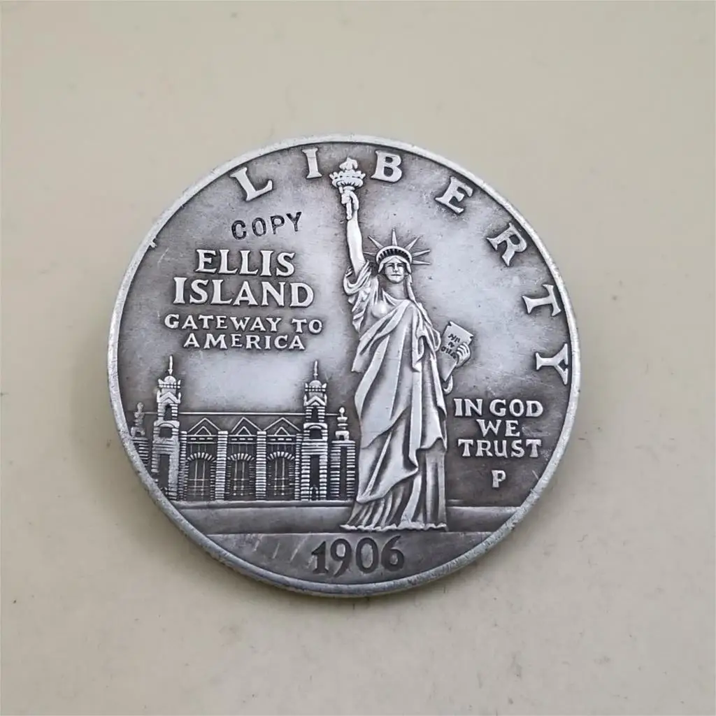 Американские старые реплики монет 1906 США свободы 1 искусственная монета Эллис