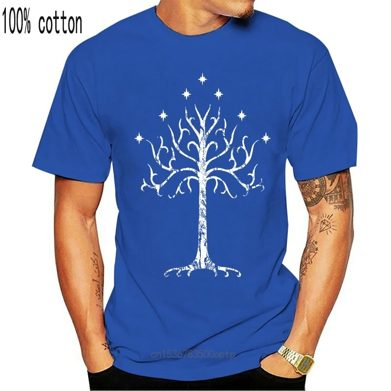 

New White Tree Of Gondor Tolkien T Shirt 100% Premium Cotton Mordor Middle Earth