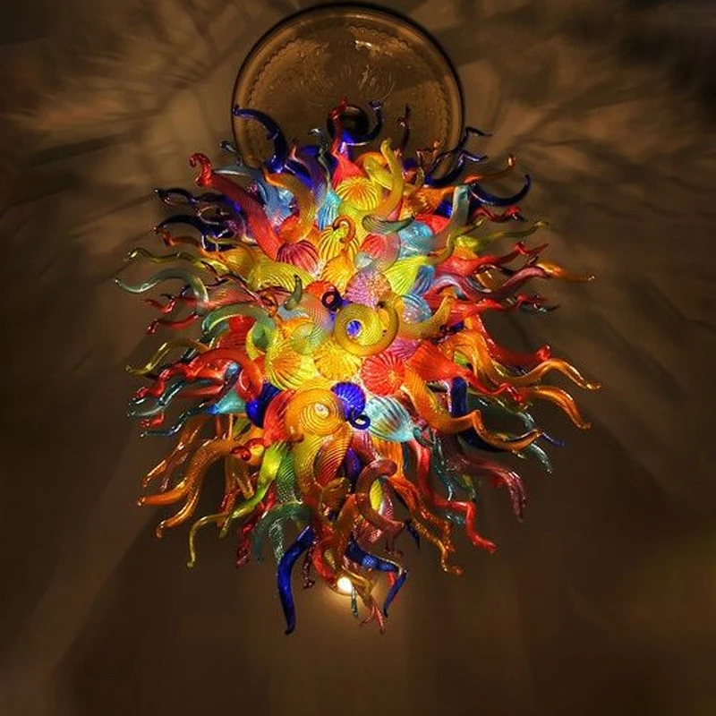 

Vintage Colored Chandeliers Gorgeous Hand Blown Glass Lustres Luxury LED Chandelier Lighting Fixture Mounted Ceiling Lamparas