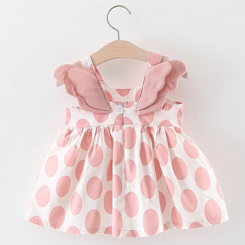 

Girls Dress Sleeveless Polka Dot Print Western Style Wings dress