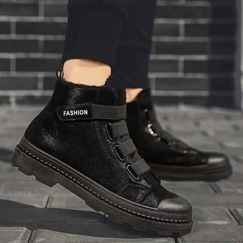 Мужские кроссовки теплые плюшевые зимние ботинки 2019 модный обруч и петля