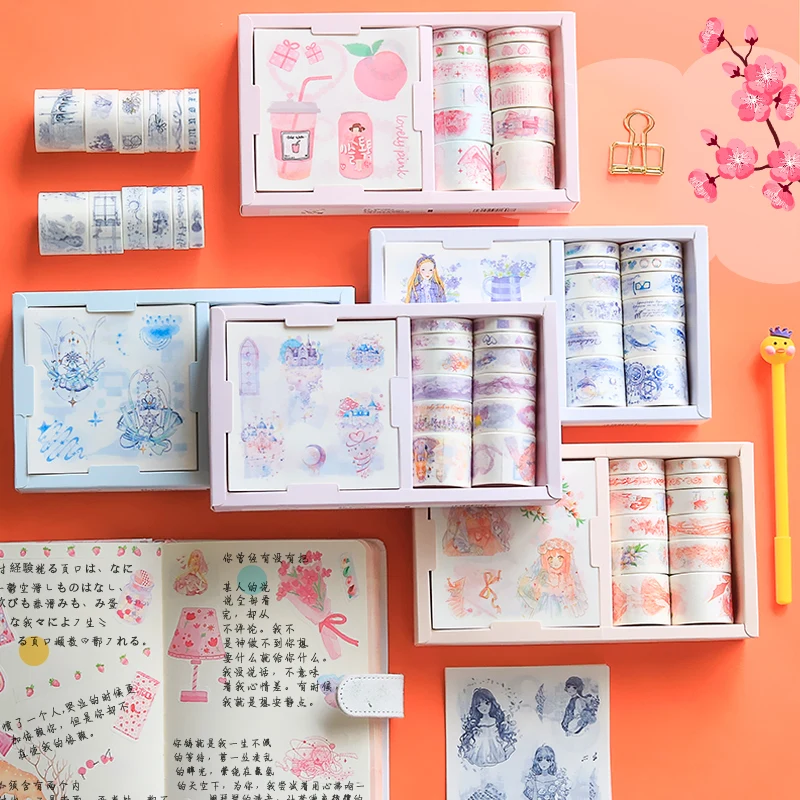 12 рулонов клейкая лента милый набор декоративного скотча Васи Подарочная