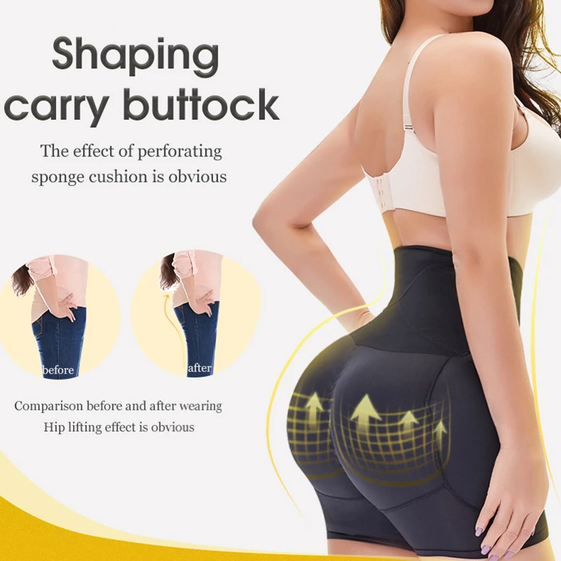 

Women's Body Shaping and Fitness Pants High Waist Abdomen Hips Fake Butt Side Breasted Body Women's Boxer Pants For Lady