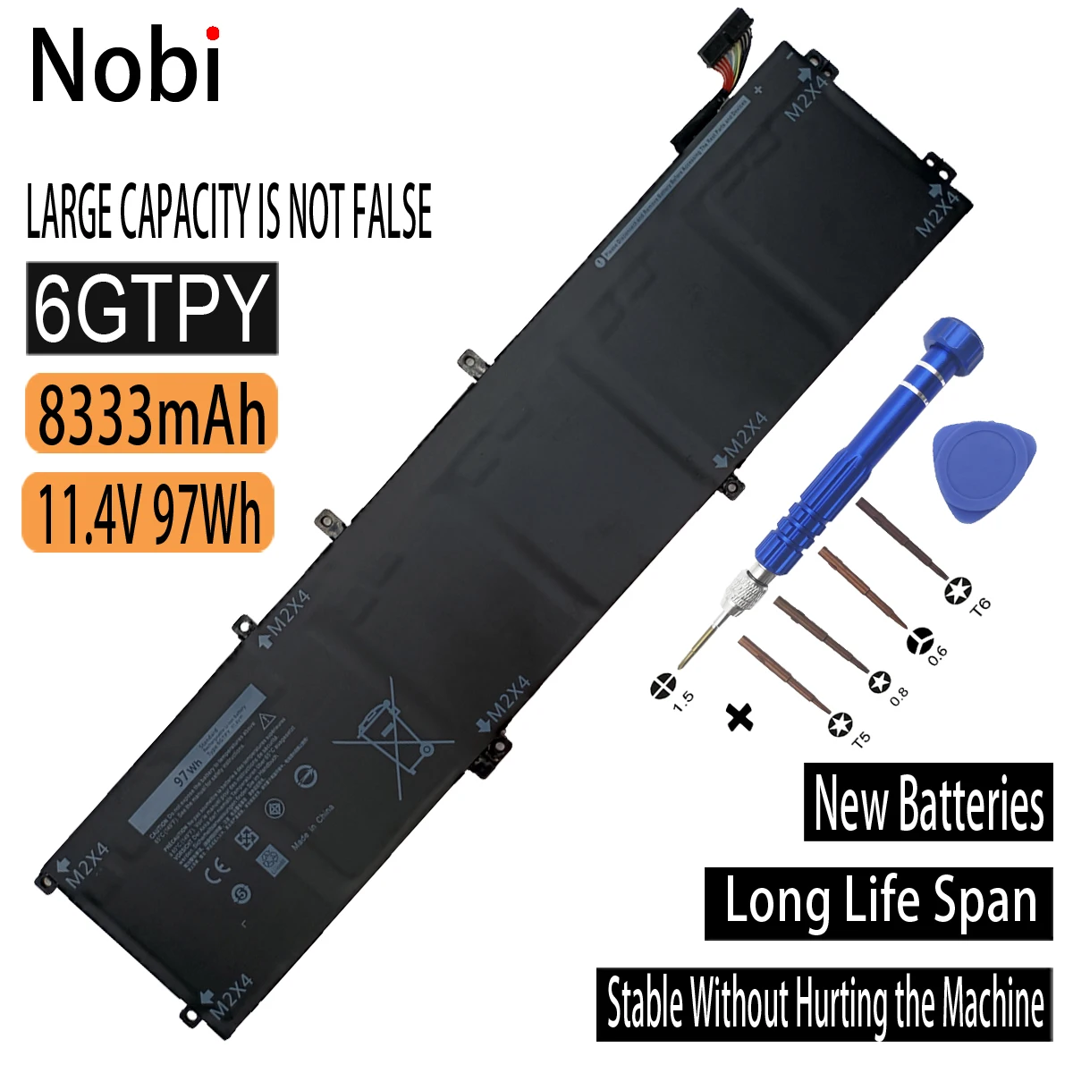 

Nobi 11,4 в 97 Втч Новый 6GTPY 5XJ28 Аккумулятор для ноутбука Dell Precision 5520 5530 XPS 15 9560 9570 7590 серии 5D91C P83F001