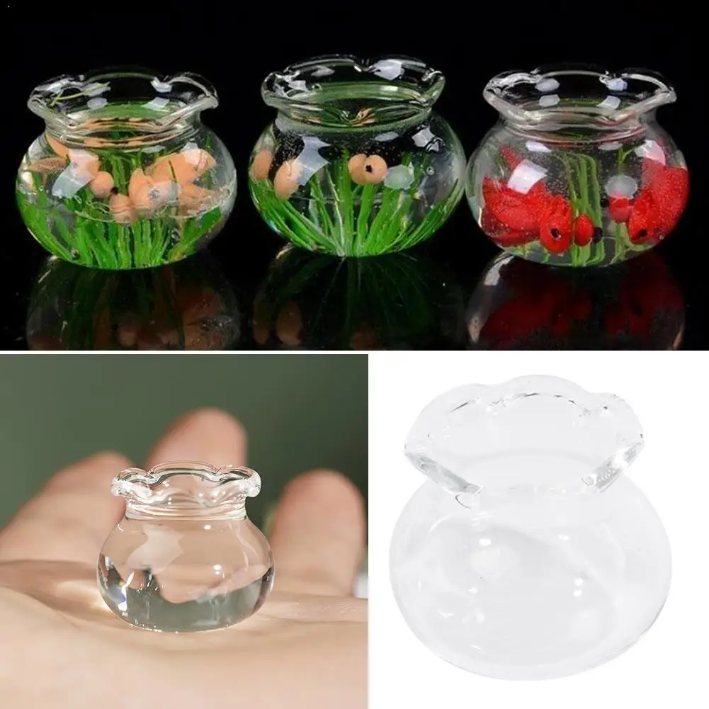 

1:12 Dollhouse Miniature Transparent Glass Fish Tank House Dollhouse Doll DIY Miniature Simulation Accessories Tank Decor F J3X2